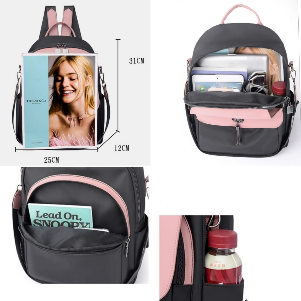 TAS RANSEL WANITA KOREA BACKPACK ANTI AIR SEKOLAH KULIAH KERJA PREMIUM CEWEK PINK ROSIA HITAM TA786P3 KEKINIAN REMAJA BRANDED GENDONG PUNGGUNG LUCU IMPORT BATAM