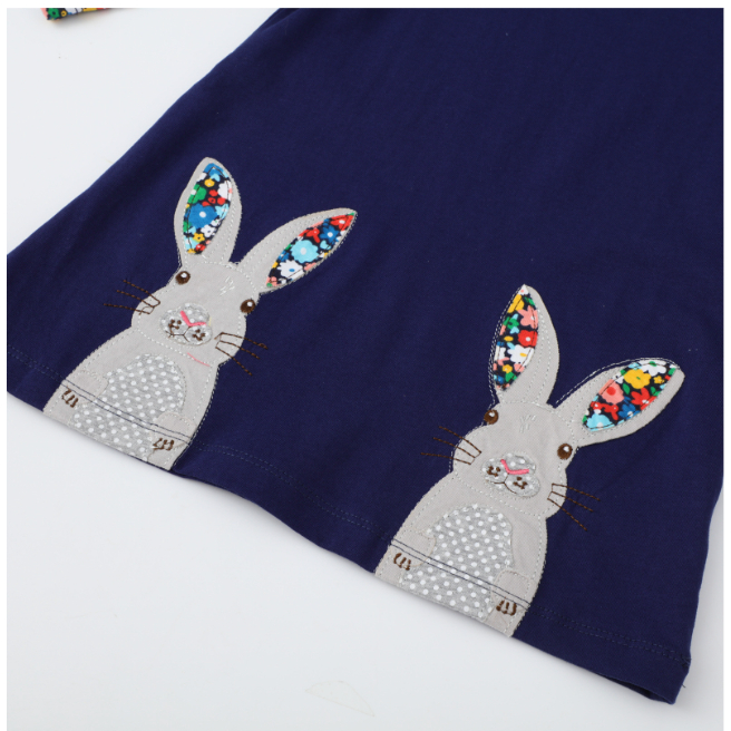 babyfit [3-8thn] dress lengan panjang anak perempuan import navy bunny ydm-0404
