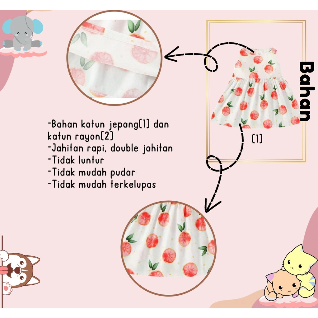 SUHU BABY Dress Anak Perempuan Fashion Import / Dress Bayi Korean Style / Terusan Anak Cewek Tanpa Lengan / Gaun Pesta Cantik / Rok Anak Katun Premium / Baju Anak Perempuan