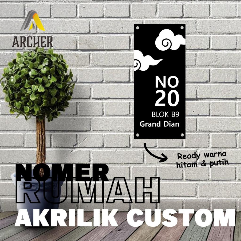 PAPAN NOMOR RUMAH AKRILIK 18 X 10 CM