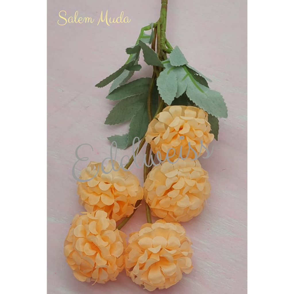 Mini Anyelir Tangkai Panjang X5 / Bunga kain plastik kering artificial palsu hias mawar busa gabus f