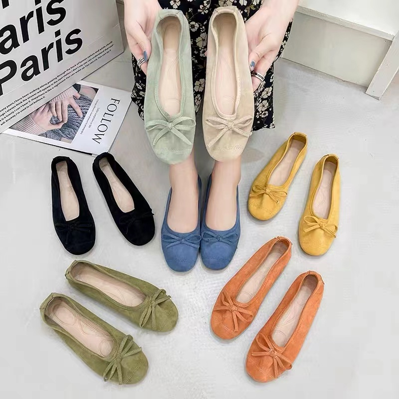 Korean Egg Roll Shoes Slip On Elastic Suede Flat Shoes Sepatu Wanita 5364 (36-40)