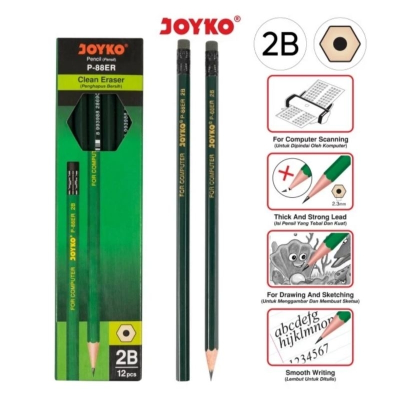 

Pencil Pensil Joyko P-88ER 2B 1 lusin