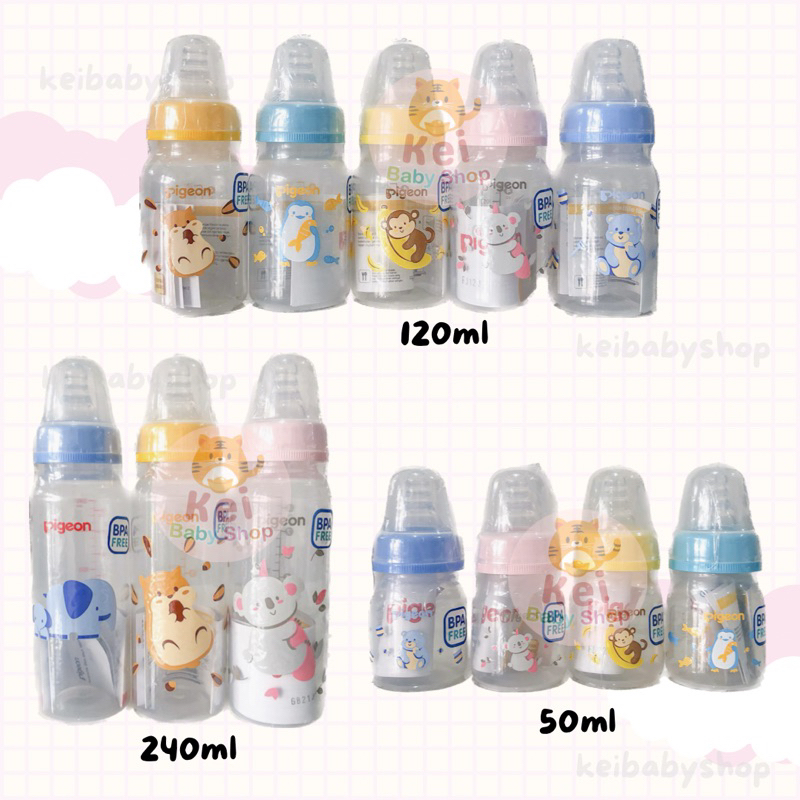 Pigeon Botol Susu Standard 50ml 120ml 240ml BPA Free / Botol Pigeon Dot Ulir / Botol Susu Bayi Pigeon Karakter Hewan