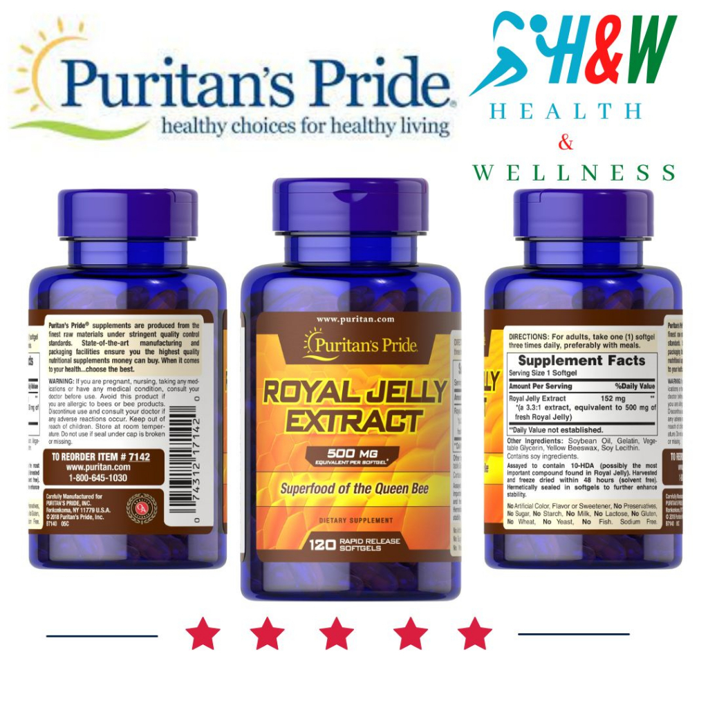 Suplemen Puritan Pride Vitamin Royal Jelly 500 mg isi 120 Softgels