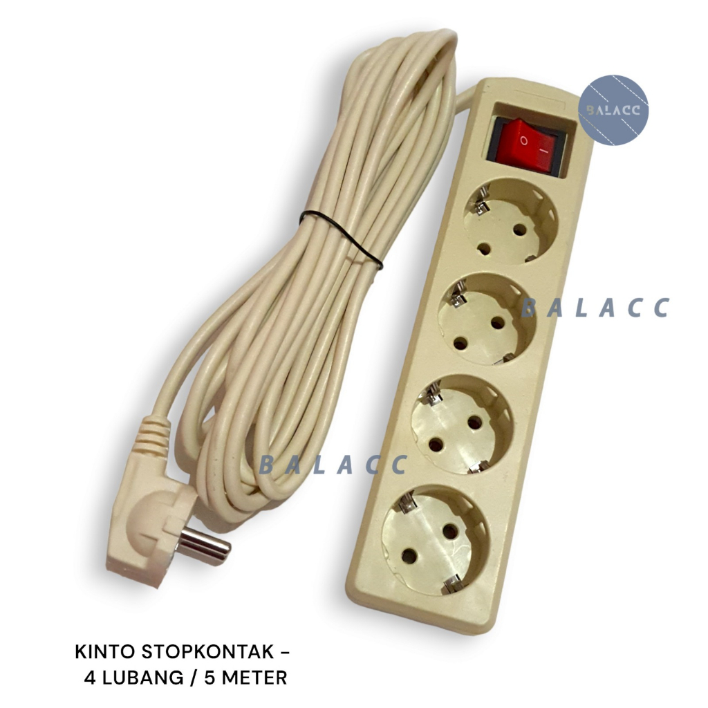 Stop Kontak 4 Lubang 5 Meter Kinto Colokan Stopkontak Listrik 4L 5m