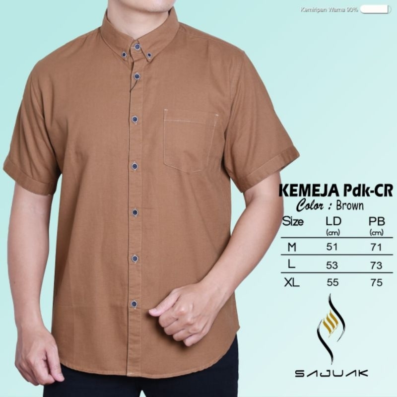 CR BAJU KEMEJA KERAH KERJA PRIA LENGAN PENDEK NEW COLOR COTTON ORIGINAL SAJUAK