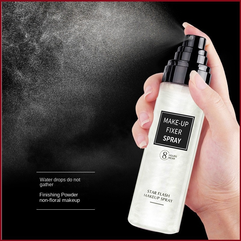 Makeup Setting Spray Star Flash Quicksand Makeup Fixer Spray Moisturizing Oil Control Anti-sweat Setting Spray 100ml