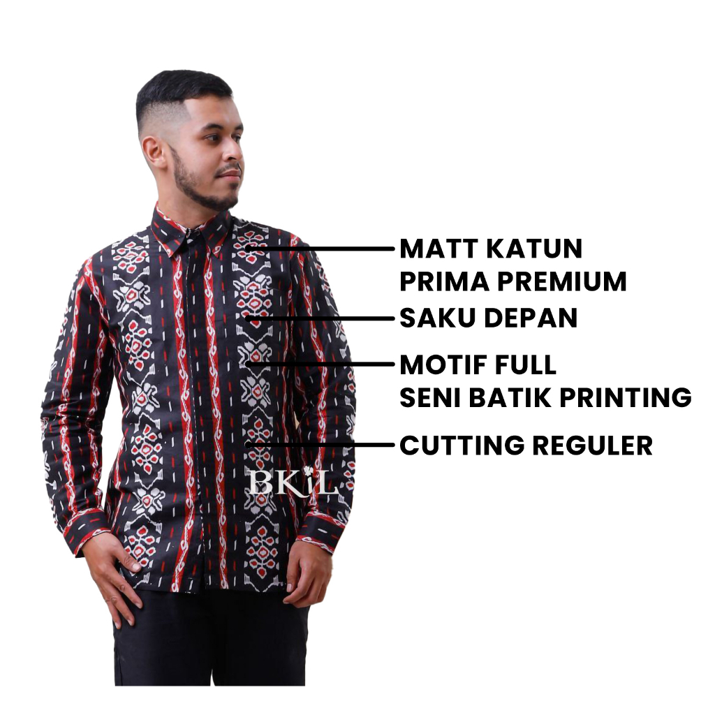 Saroja | Kemeja Batik Pria Motif Songket Dua Merah | Atasan Pria