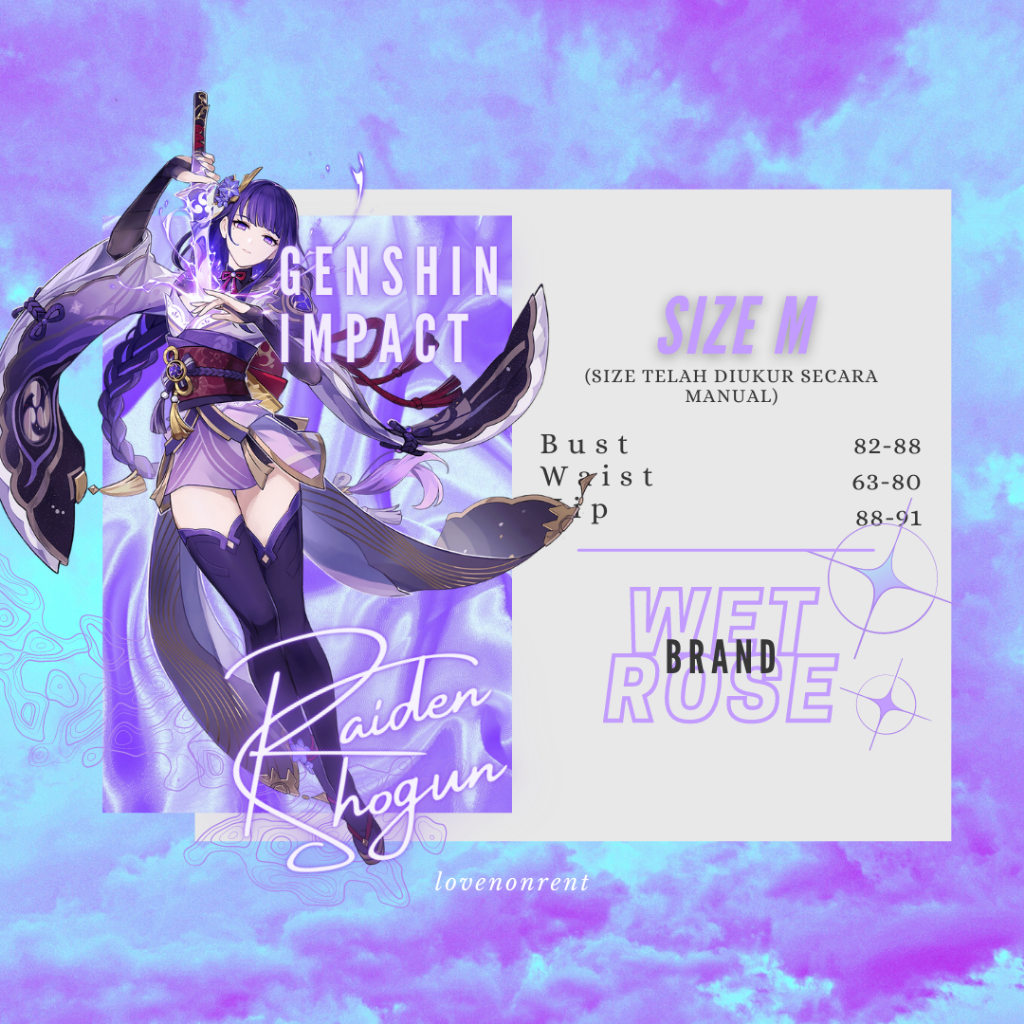 Awet Genshin Impact Raiden Shogun Costume Cosplay Rental Fullset (Kostum Cosplay Sewa Fullset)