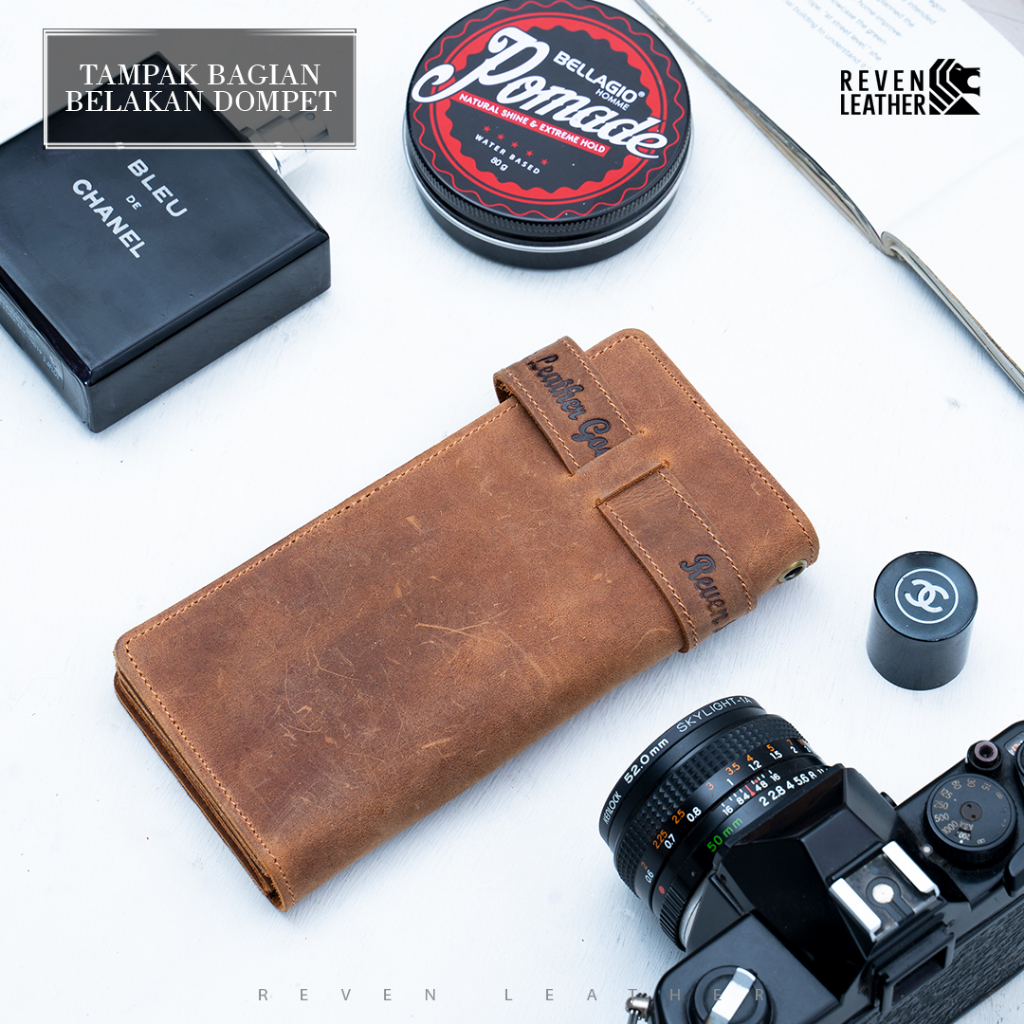 Dompet Panjang Kulit Pria Branded Reven Vintage Leather Wallet Bahan 100% Kulit Sapi Asli Original Premium Cowok KerenTerbaru