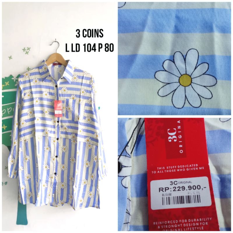Blus Kemeja Tunik Wanita Remaja Dewasa Three Coins