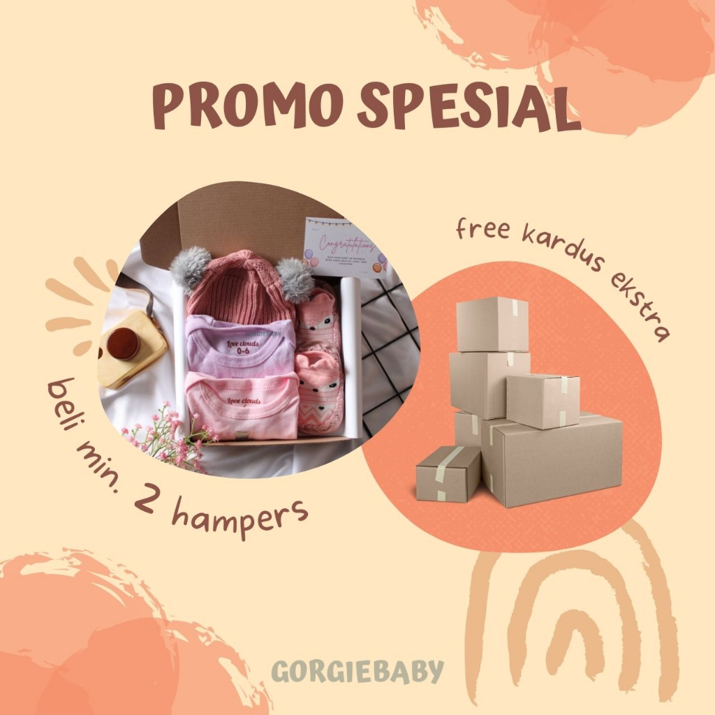 Hampers Bayi Newborn Pom Pom - Hampers Baby Girl Baby Boy Kado Lahiran Bayi Kado Bayi Baju Bayi Paket Hampers Bayi GORGIEBABY