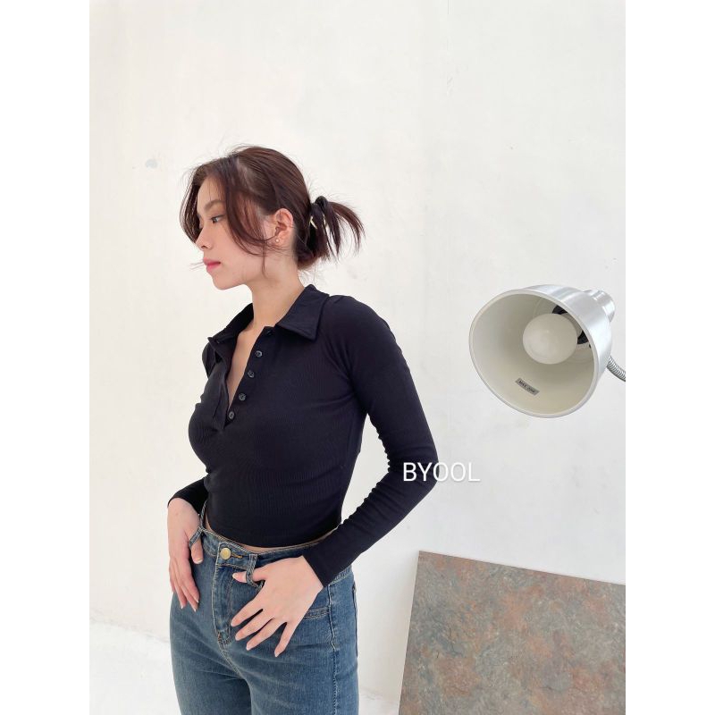 Amy Top Basic Zara - Atasan Long Sleeve Basic Knit Stretch Lengan Panjang Crop Top Polos Wanita