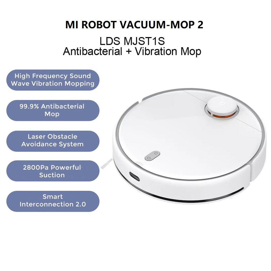 Mi Robot Smart Vacuum Mop 2 LDS 2nd Gen 2800Pa - MJST1S - Penyedot Debu Robotik