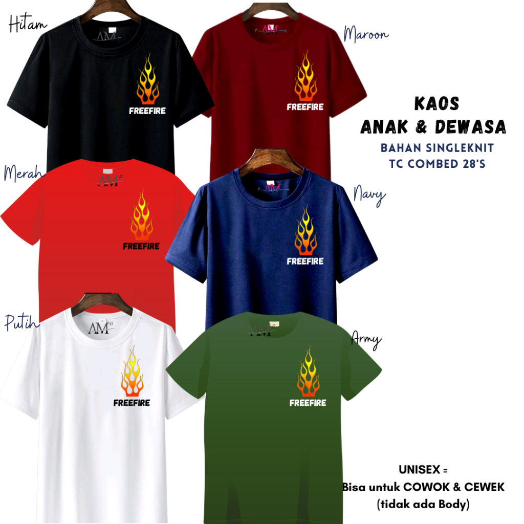 Baju Kaos Anak Cowok 3-12 tahun - Remaja- Dewasa S- 7XL-XXXL Pria Dewasa  &quot; FREE FIRE&quot;