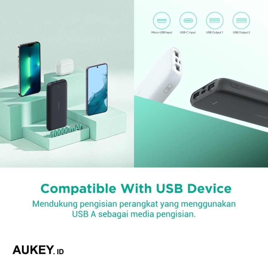 AUKEY PB-N99 - BASIX SLIM II Series - 10000mAh Ultra-Thin Powerbank