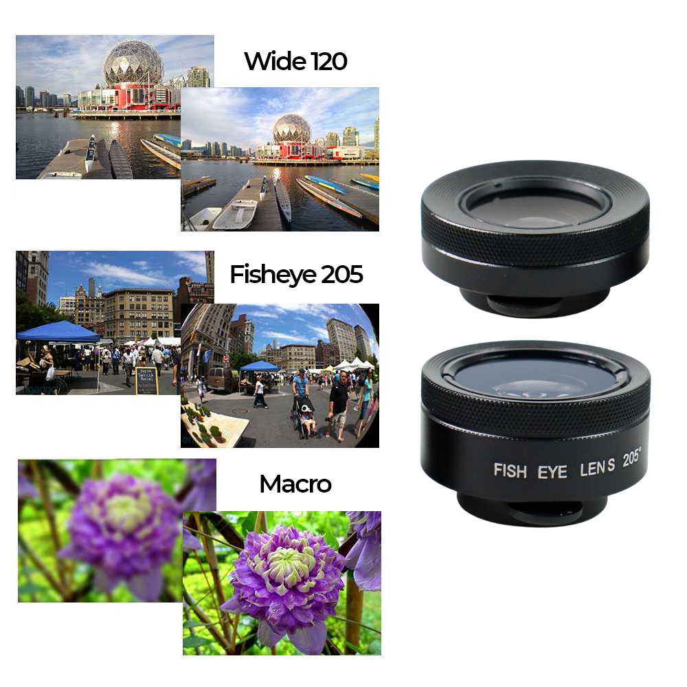 APEXEL 4 in 1 Lensa Smartphone Telephoto Wide Macro Fisheye - APL-22X105-4IN1 - Black