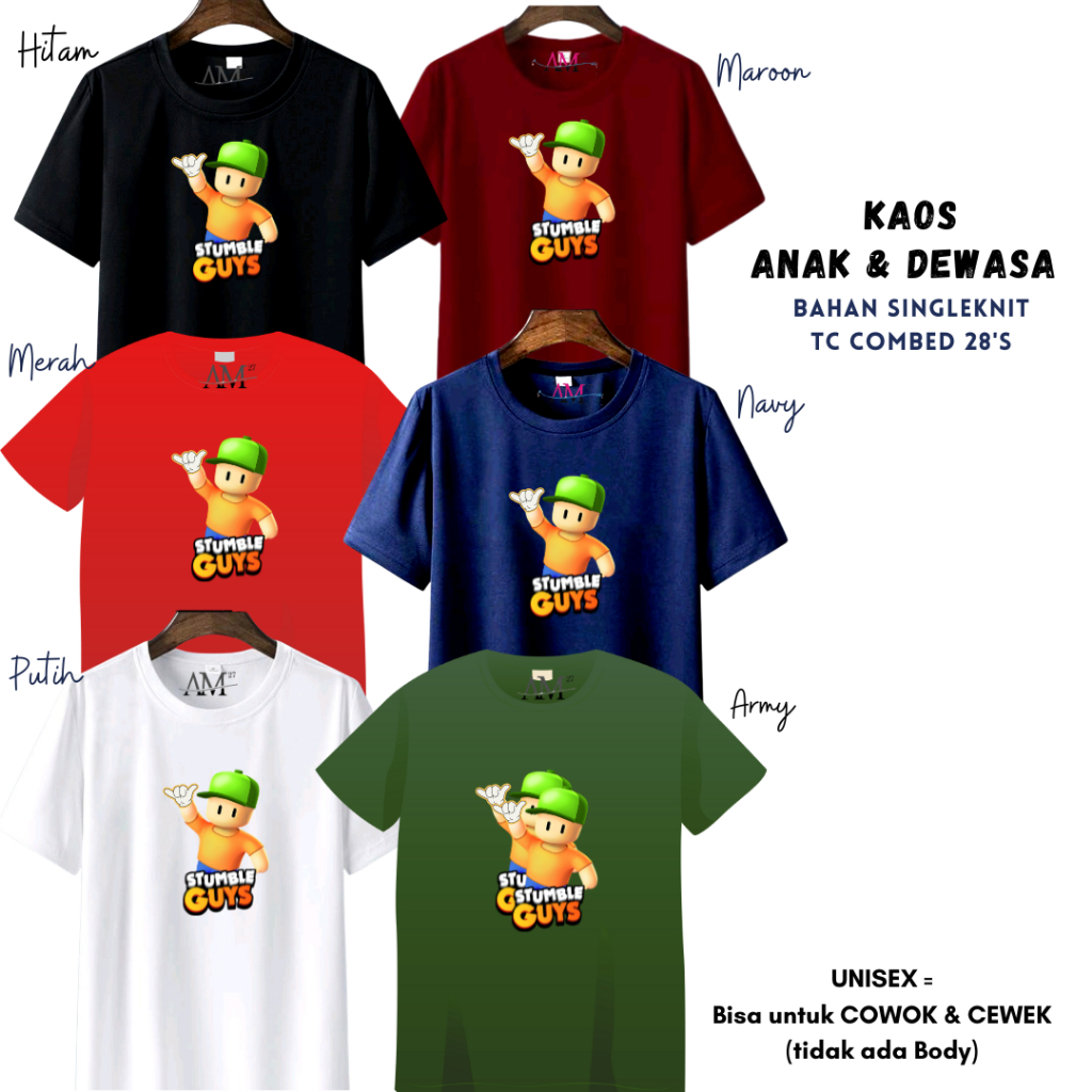 KAOS ANAK COWOK 3-12 Tahun - Remaja - Dewasa - JUMBO STUMBLE GUYS