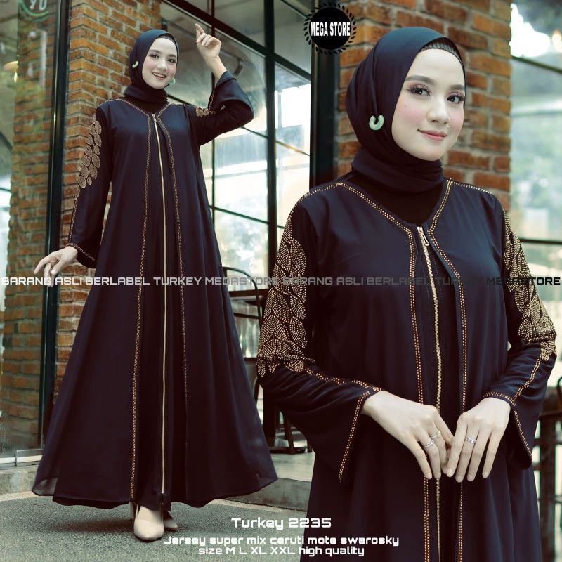 Abaya Turkey Ori Simple Elegan Gamis Syari Ceruty Populer Gamis Syar i Terbaru 2021 Kekinian Viral M
