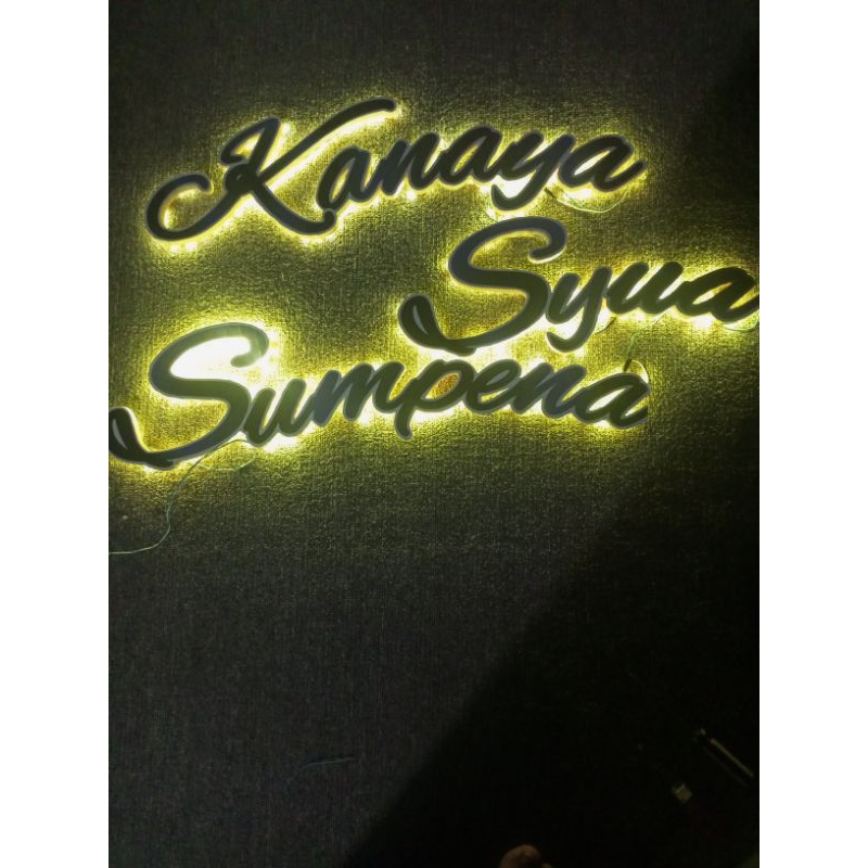 huruf timbul kayu menyala 15 huruf