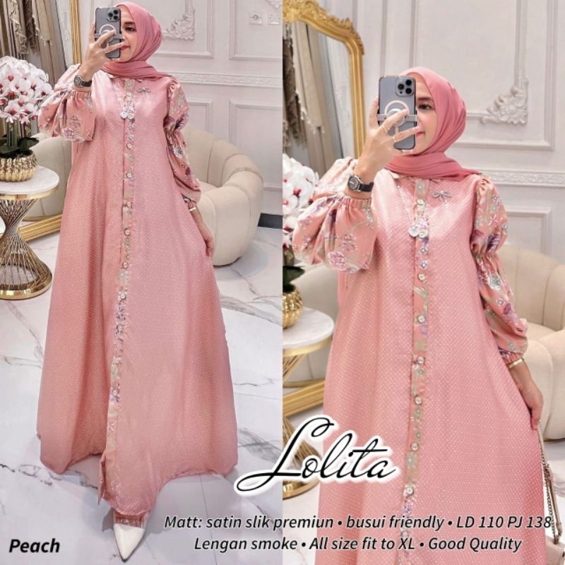 LOLITA DRESS GAMIS POLOS BORDIR SATIN SILK