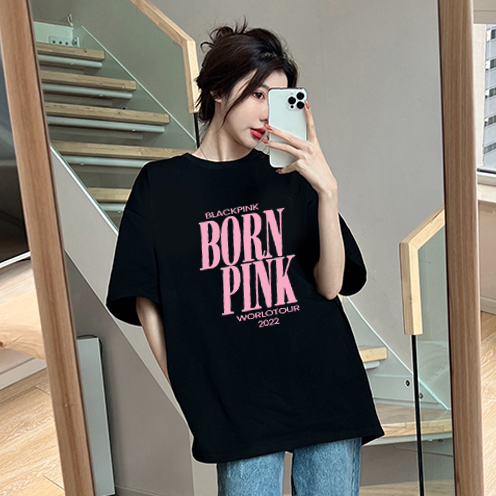 baju kaos korea wanita lengan pendek letter motif printed t-shirt import premium baju oversize kekinian