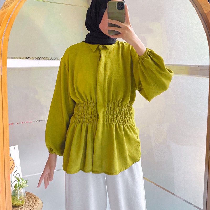 FDM RR FASHION - Key Blouse crincle / Blouse Lengan Balon Veby