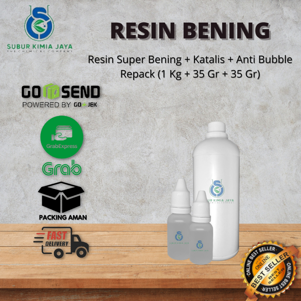 

Resin Bening 1 Kg + Katalis 35 ML + Anti Bubble 35 ML Premium