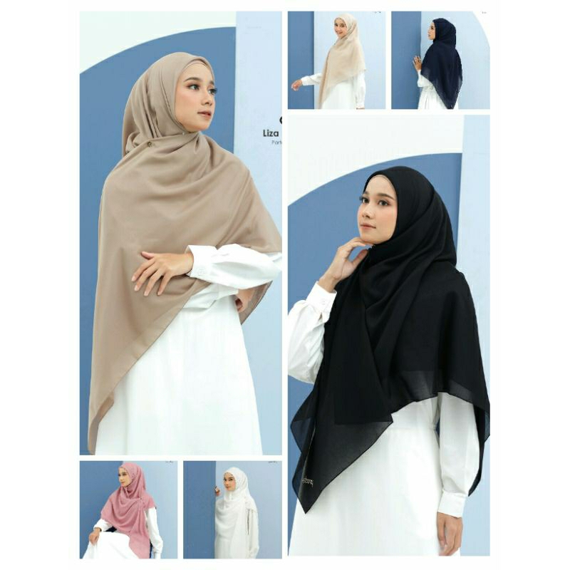 HIJAB DEENAY LIZA SYAR'I SYARI MATTE SERIES ( NAVY BLACK PORTABELA CREAM TAN DUSTY PINK SNOW WHITE )