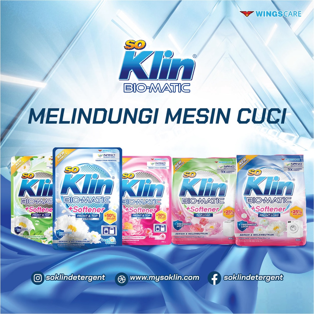 Soklin Matic Deterjen Cair Fresh Scent Pouch 1450 ml x2