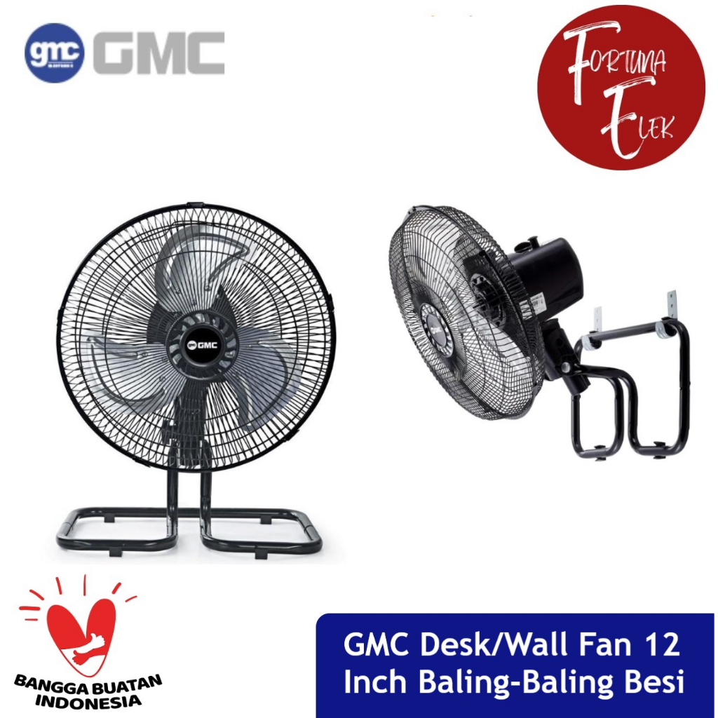 GMC Desk Fan Kipas Meja / Dinding Tornado 2 In 1 12 Inch BM 722 Baling - Baling Besi