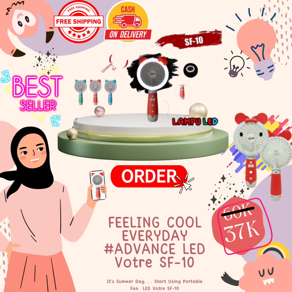 Kipas Angin mini Advance  Lampu LED Votre SF-10