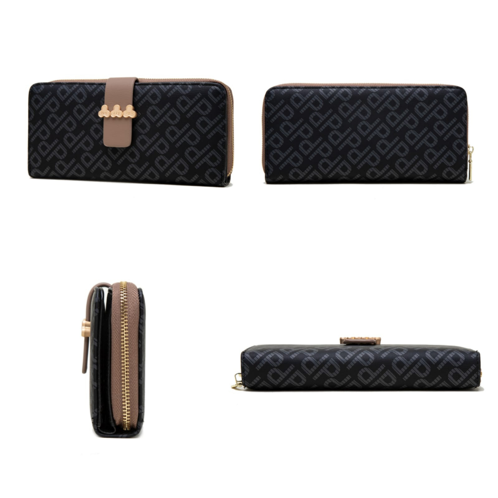 DOMPET LIPAT PANJANG WANITA ORIGINAL PRETTYZYS KOREA IMPORT SLOT KARTU RESLETING UANG KOIN BESAR REMAJA KULIT HITAM HALINA PREMIUM BATAM FASHION SIMPLE LUCU WA676B5 CEWEK KEKINIAN MURAH BRANDED