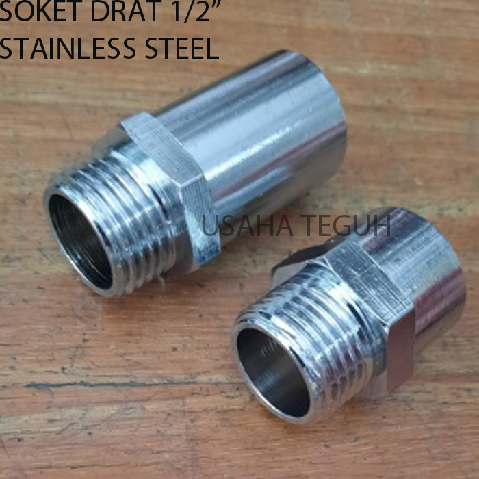 Sok Kran  Drat Luar Dalam 1/2" / Sock Kran / Sok Keran / Sok Drat / Soket Drat Stainless