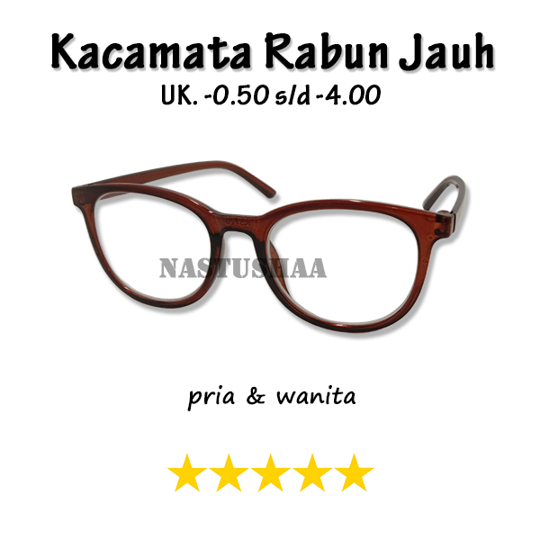 Kacamata Lensa Minus -0.50 s.d -4.00 Pria Wanita Kacamata Rabun Jauh Bingkai Oval Warna Coklat Unisex NOCASE