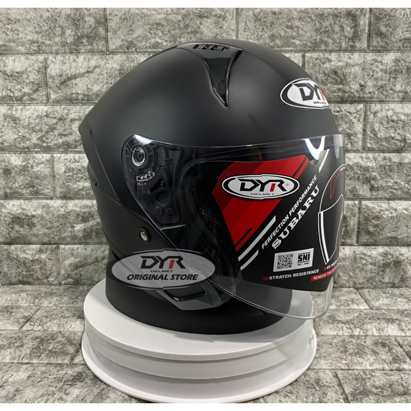 Helm DYR Subaru Solid Black Doff - Visor Clear