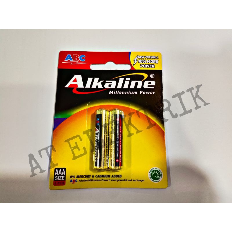 ABC ALKALINE Paket Isi 2  Batrai A3 AAA| Batrai Alkaline Buat Jam Dinding / Mainan / Senter