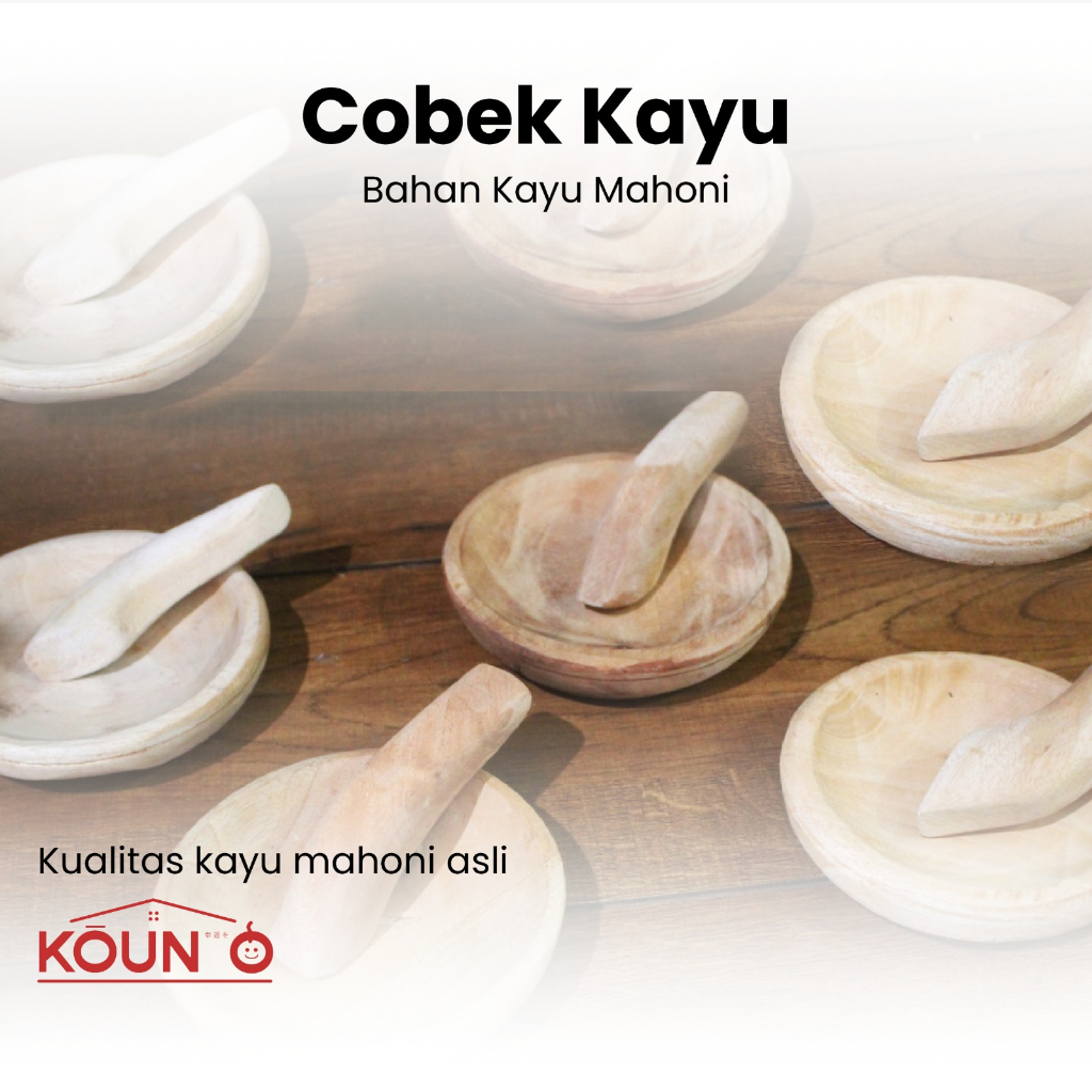 Ulekan Kayu Cobek Kayu Mahony Premium Alat Tumbukan Bahan Makanan