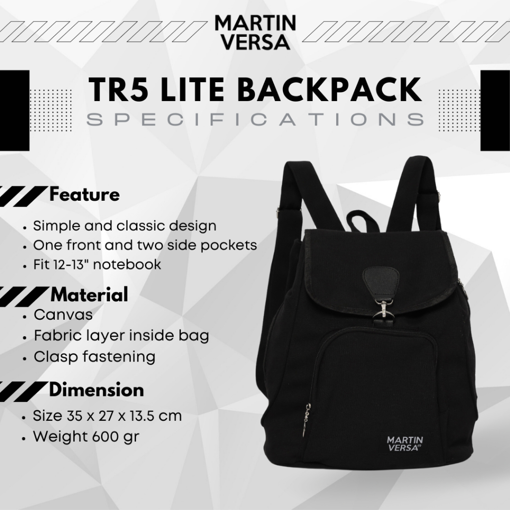 Martin Versa Backpack Wanita TR5 Lite | Ransel Laptop & Tas Laptop Wanita Minimalis