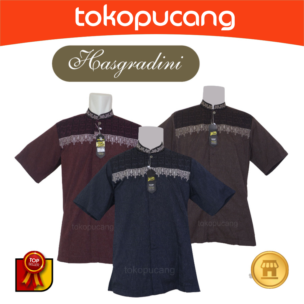 Baju Koko bordir by hasgradini lengan pendek Baju Atasan Pria Muslim