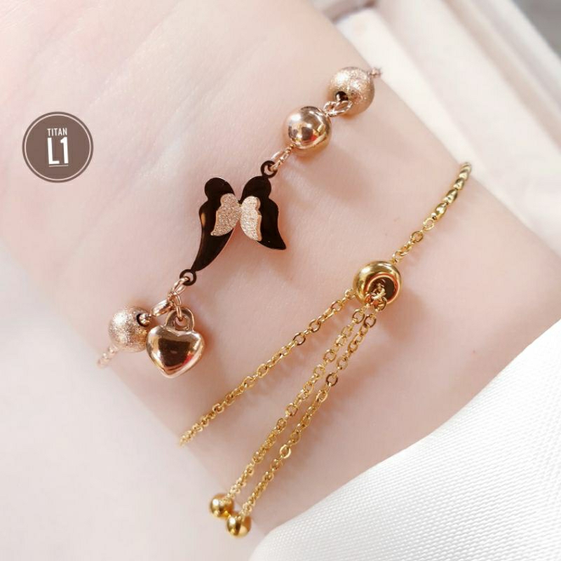 Gelang Serut Tangan Kupu Kupu Wanita Titanium Fashion N05042301