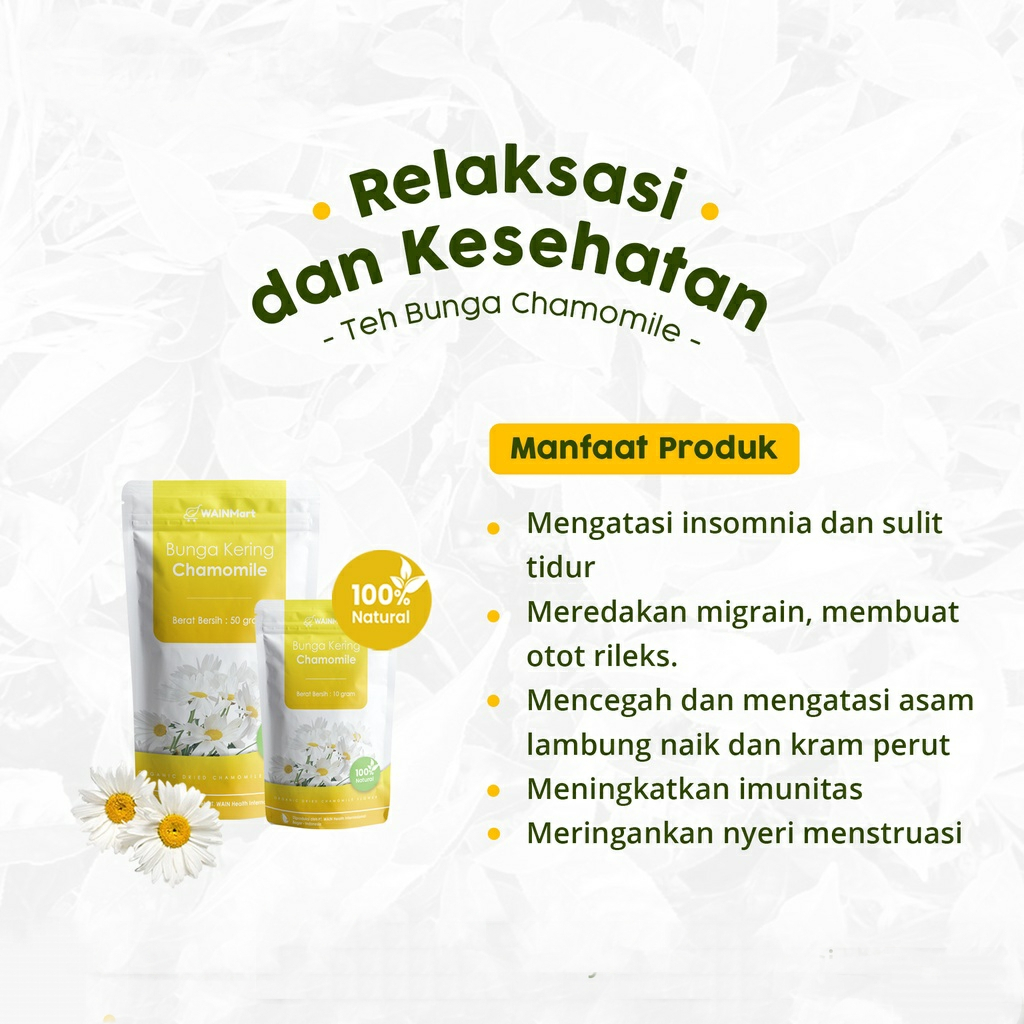 Teh BUNGA Kering CHAMOMILE Untuk Insomnia Sulit Tidur