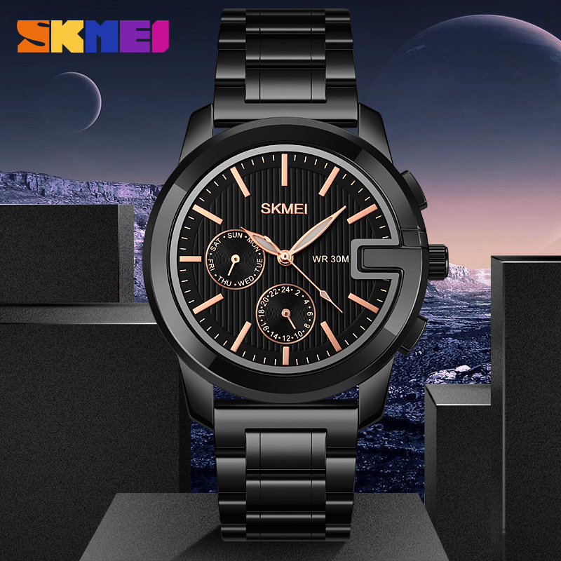 SKMEI 1962 Jam Tangan Pria Analog Chronograph Tali Stainless Steel WATCHKITE WKOS