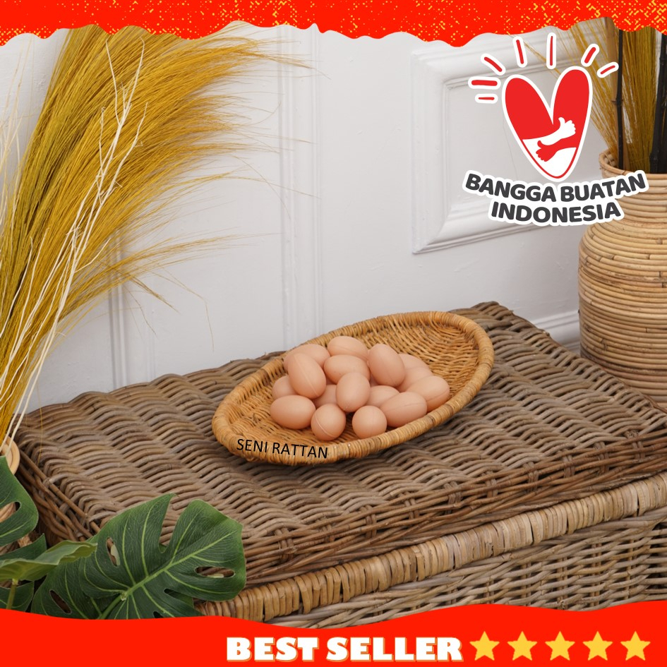 TEMPAT BUAH NAMPAN HIDANGAN RUANG TAMU ANYAMAN ROTAN SISA EXPORT