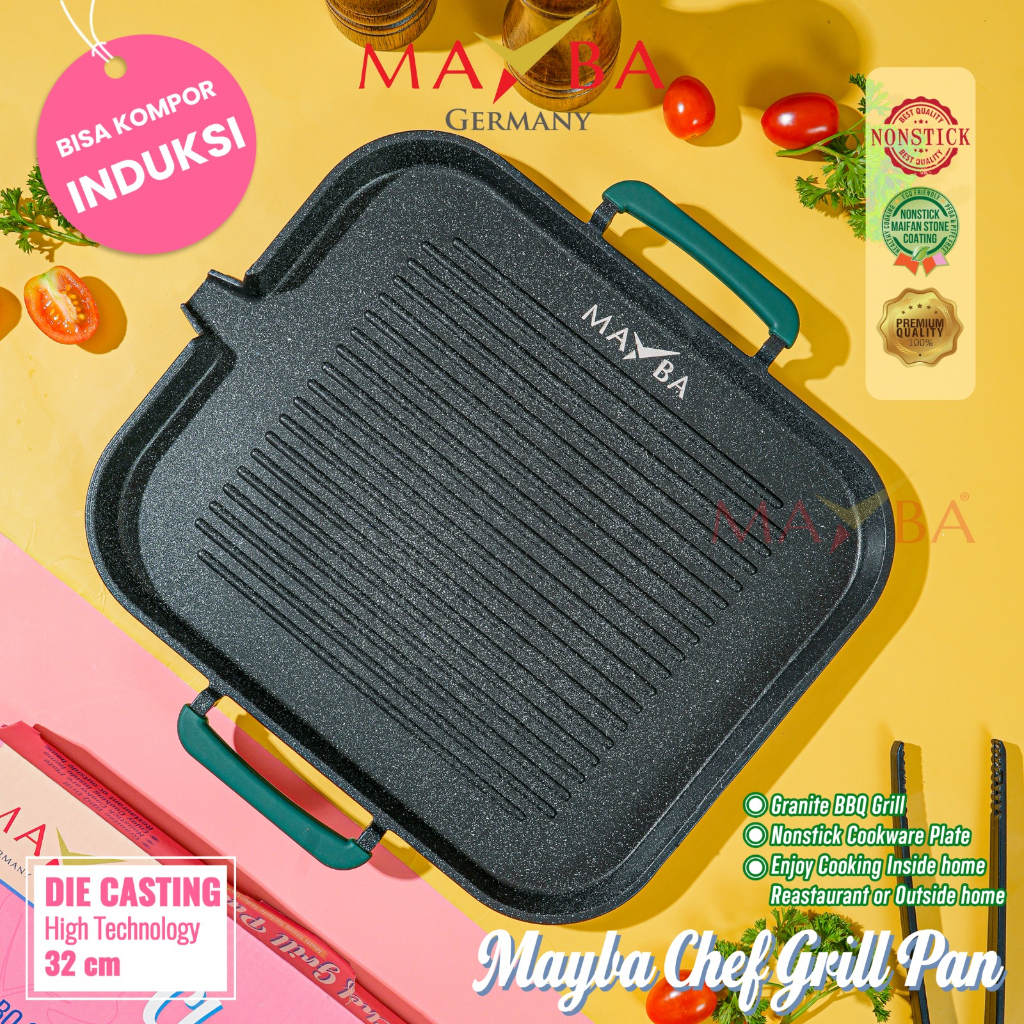 Mayba - Smokeless Panci Panggang Mayba Chef Grill Pan Barbeque Alat Panggangan/ Pemanggang Semua