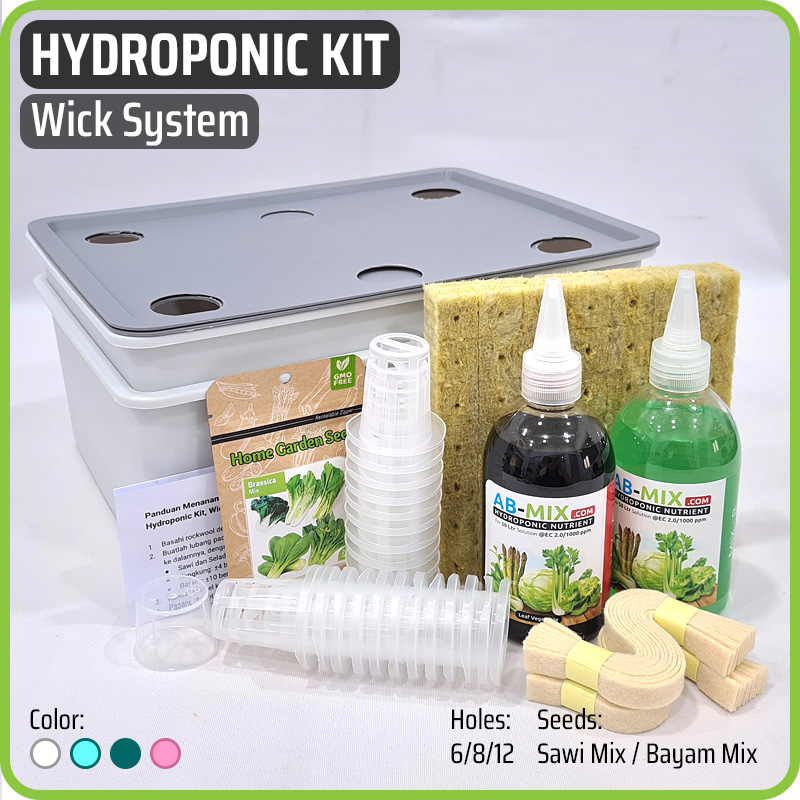 Paket Pemula Hidroponik Lengkap - Hydroponic Kit Wick System - 2 Baki