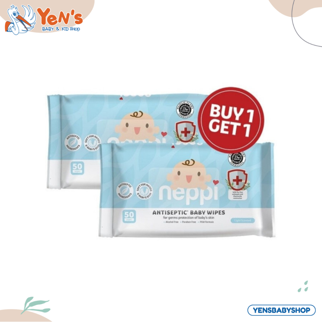 NEPPI Antiseptic Baby Wipes 50s buy 1 get 1