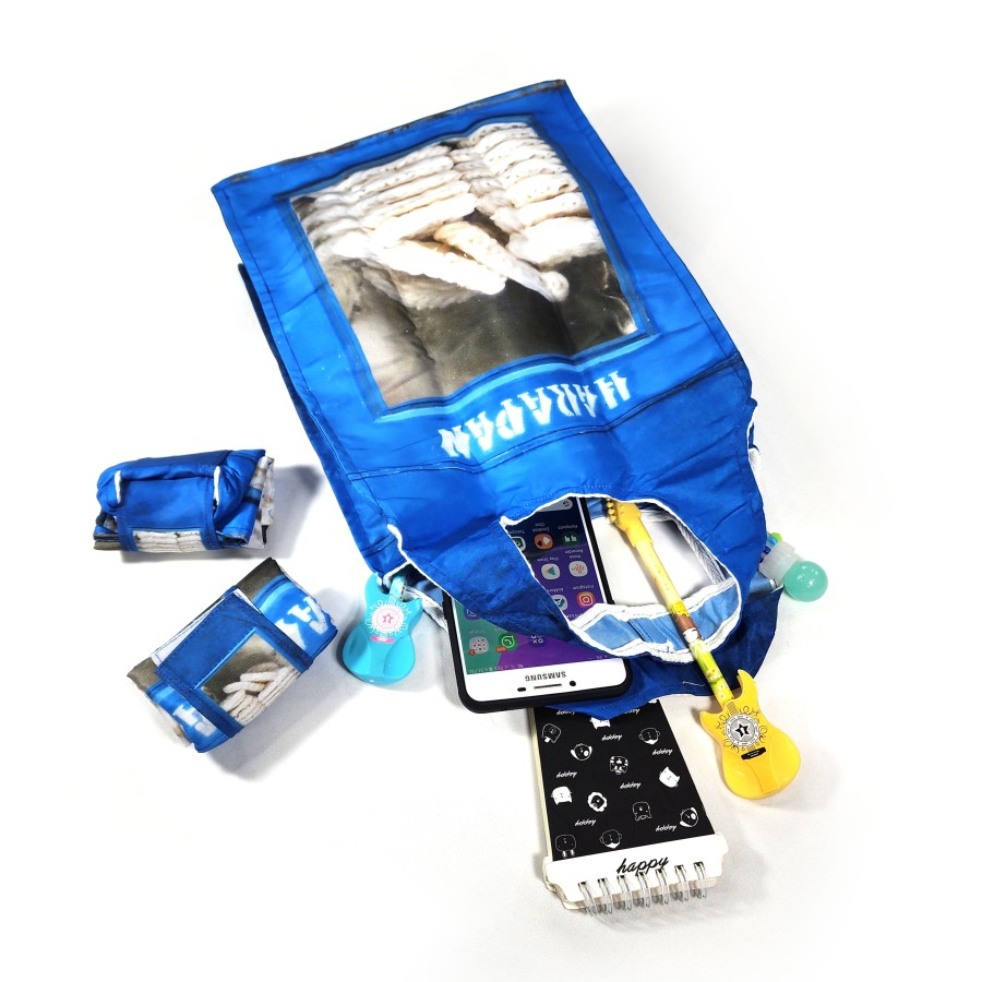 Tas Belanja MINI Shopping Bag Roll Murah Kaleng Kerupuk TASLAN Biru kado unik lucu ramah lingkungan