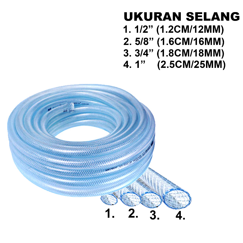 SELANG TRANSPARAN 100 METER / SELANG AIR DAN TAMAN / SELANG CUCI MOTOR / SELANG 1/2INCH / GEMUK